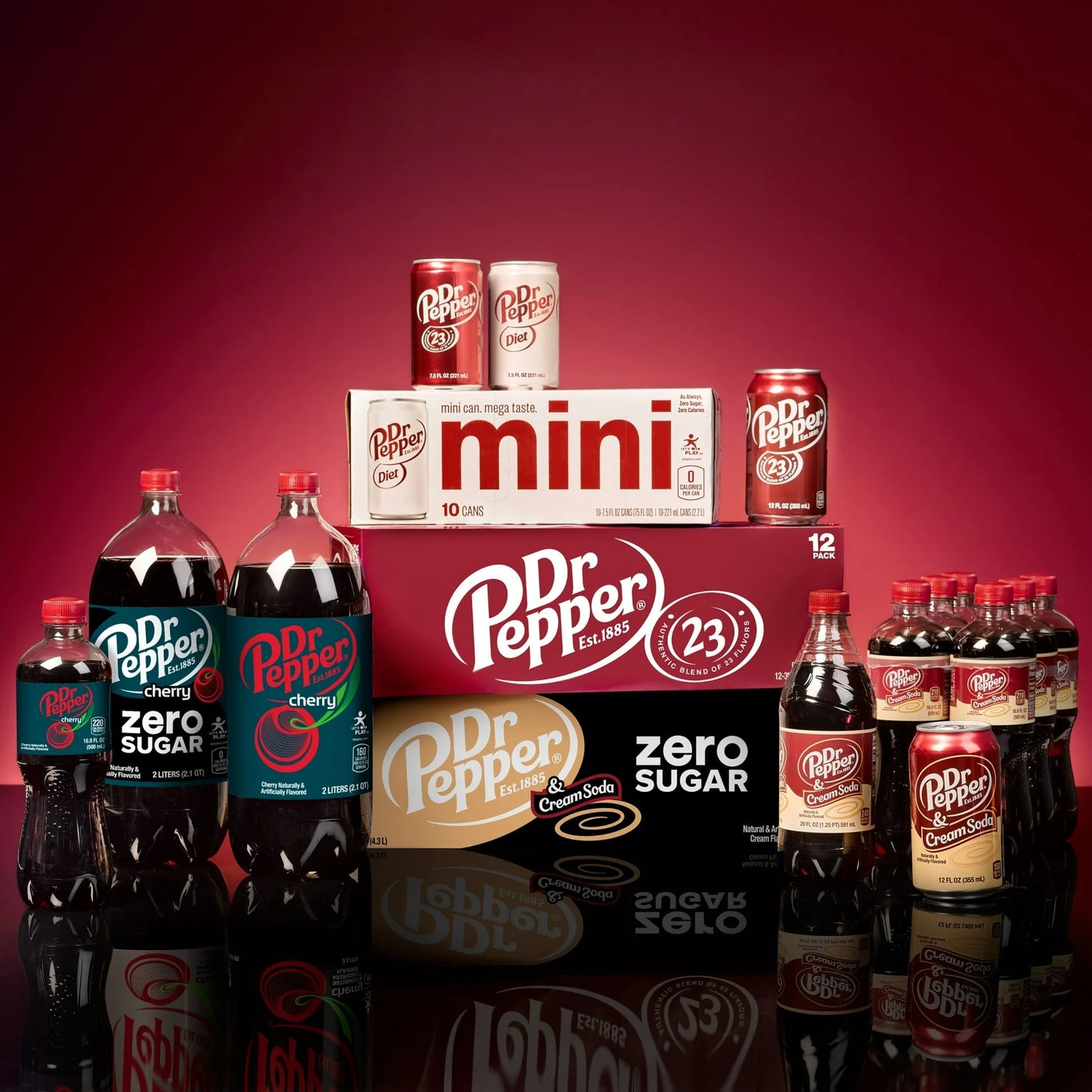 Dr Pepper & Cream Soda Pop, 16.9 fl oz, 6 Pack Bottles